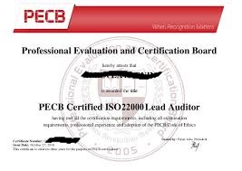 PECB ISO22000 Food Safety Certification Omni Academy Karachi